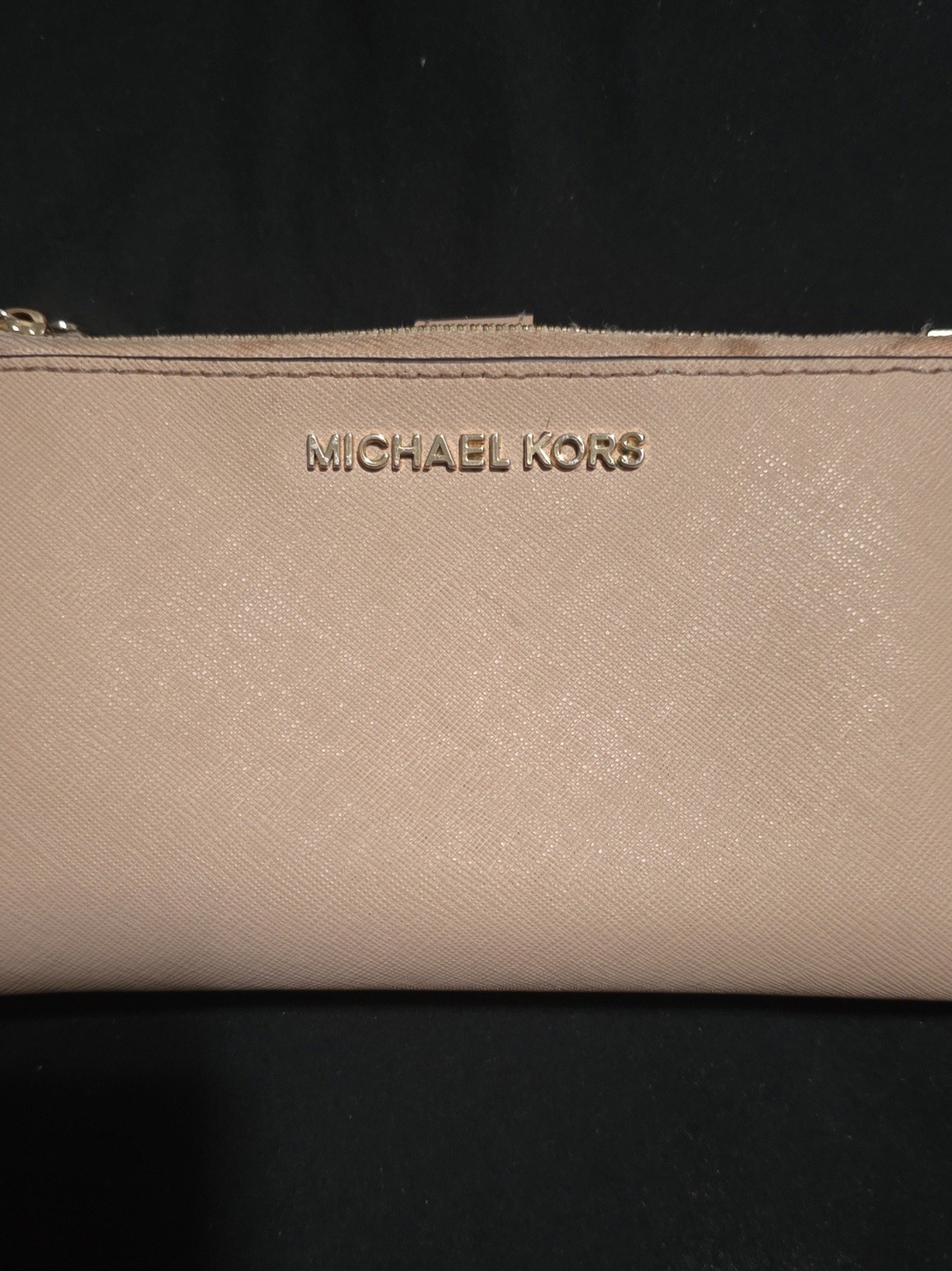 Michael Kors Jet Set Blush Pink Saffiano Leather Zip Wallet Wristlet